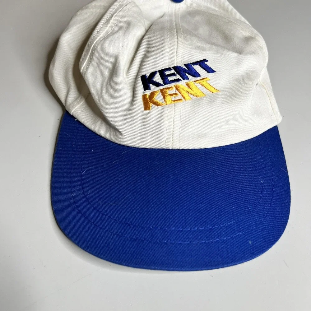 Vintage Kent Super Lights Cigarette Promo Snapback Hat White Blue Two Tone Cap